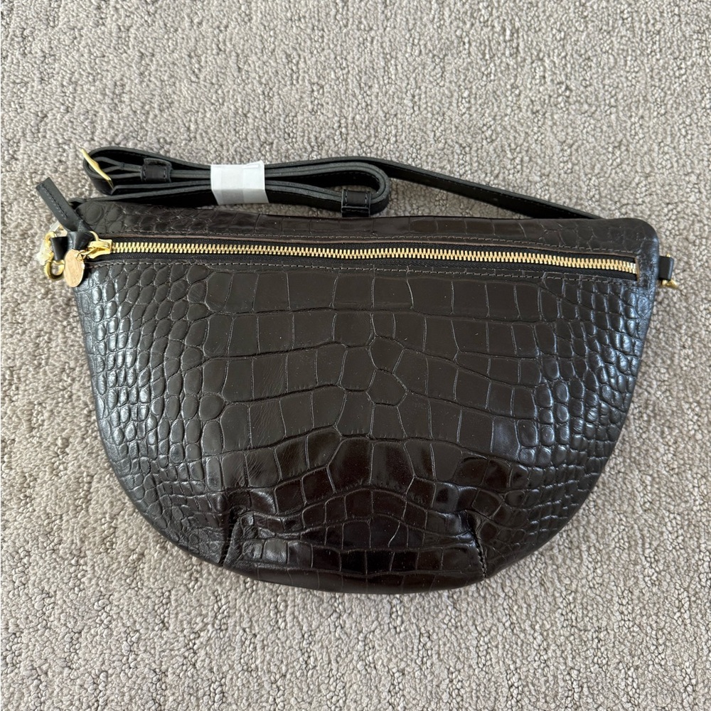 NWOT Clare V Grande Fanny in Dark Brown Croc